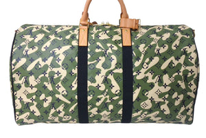 新品同様 LOUIS VUITTON ルイヴィトン ×村上隆 キーポルバンドリエール55 モノグラムモフラージュ M95774 ゴールド金具 中古4c069918