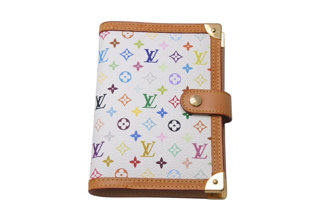 極美品 LOUIS VUITTON ルイヴィトン アジェンダPM 手帳カバー R20896 モノグラム マルチカラー PVC ヌメ皮 ゴールド金具 中古 4c069923