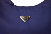 画像をギャラリービューアに読み込む, 極美品 PRADA プラダ ホーボー ハンドバッグ MV519 トライアングルロゴ ナイロン ブルー シルバー金具 イタリア製 中古 4c069924 