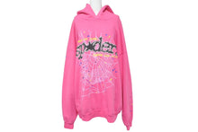 Load image into Gallery viewer, 極美品 SP5DER スパイダー P*NK V2 パーカー サイズXXL 23FW パフプリント 発砲プリント Young Thug ピンク コットン 中古 4c070039