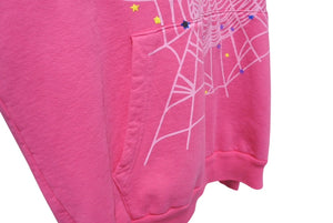 極美品 SP5DER スパイダー P*NK V2 パーカー サイズXXL 23FW パフプリント 発砲プリント Young Thug ピンク コットン 中古 4c070039