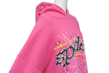 Load image into Gallery viewer, 極美品 SP5DER スパイダー P*NK V2 パーカー サイズXXL 23FW パフプリント 発砲プリント Young Thug ピンク コットン 中古 4c070039