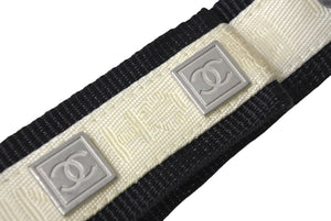 CHANEL シャネル スポーツライン ロゴベルト ココマーク ナイロンキャンバス ホワイト ブラック 美品 中古 4c070080