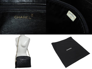 CHANEL シャネル チェーンショルダーバッグ ココマーク 2番台 フリンジ ラムスキン ブラック ゴールド金具 美品 中古 4c070105