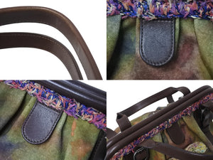 極美品 CHANEL シャネル エンブロイダリー ハンドバッグ A92791 20番台 ココマーク グラフィティ がま口 カーキ 中古 4c070107