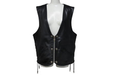 Load image into Gallery viewer, CHROME HEARTS クロムハーツ ベスト クロスボールボタン ダガージップ レザー シルバー925 ブラック シルバー XXL 美品 中古 4c070110