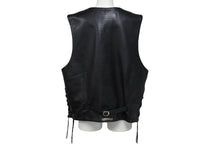 Load image into Gallery viewer, CHROME HEARTS クロムハーツ ベスト クロスボールボタン ダガージップ レザー シルバー925 ブラック シルバー XXL 美品 中古 4c070110