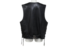 CHROME HEARTS クロムハーツ ベスト クロスボールボタン ダガージップ レザー シルバー925 ブラック シルバー XXL 美品 中古 4c070110
