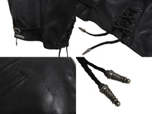 Load image into Gallery viewer, CHROME HEARTS クロムハーツ ベスト クロスボールボタン ダガージップ レザー シルバー925 ブラック シルバー XXL 美品 中古 4c070110