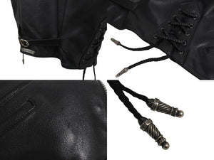 CHROME HEARTS クロムハーツ ベスト クロスボールボタン ダガージップ レザー シルバー925 ブラック シルバー XXL 美品 中古 4c070110