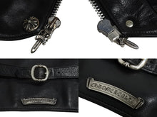 Load image into Gallery viewer, CHROME HEARTS クロムハーツ ベスト クロスボールボタン ダガージップ レザー シルバー925 ブラック シルバー XXL 美品 中古 4c070110