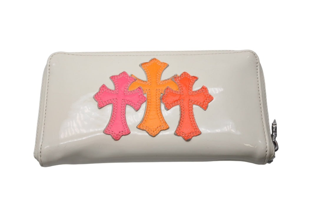 CHROME HEARTS クロムハーツ RECFZIP 3セメタリークロスパッチ マルチパッチ ラウンドジップ 長財布 美品 中古 4c070114