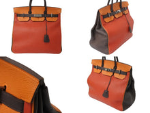 Load image into Gallery viewer, 極美品 HERMES エルメス ハンドバッグ オータクロア40 トリコロール◻︎J刻印 ポティロン ヴァーミリオン チョコレート パラジウム金具 中古 4c070117