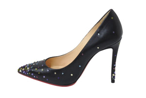 CHRISTIAN LOUBOUTIN クリスチャンルブタン ラインストーン ヒール レザー ブラック マルチカラー サイズ34 1/2 美品 中古 4c070122