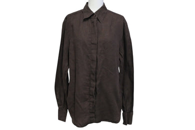 MAX MARA マックスマーラ 長袖シャツ トップス 73136 イタリア製 麻・リネン ブラウン サイズ38 美品 中古 4c070124