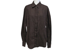 MAX MARA マックスマーラ 長袖シャツ トップス 73136 イタリア製 麻・リネン ブラウン サイズ38 美品 中古 4c070124