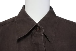 MAX MARA マックスマーラ 長袖シャツ トップス 73136 イタリア製 麻・リネン ブラウン サイズ38 美品 中古 4c070124
