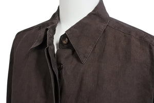 MAX MARA マックスマーラ 長袖シャツ トップス 73136 イタリア製 麻・リネン ブラウン サイズ38 美品 中古 4c070124
