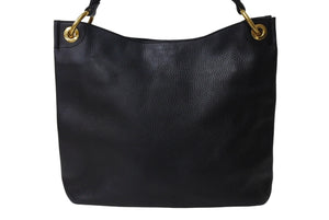 PRADA プラダ ワンショルダーバッグ トートバッグ ハンドバッグ ロゴ レザー ブラック ゴールド金具 美品 中古 4c070125 