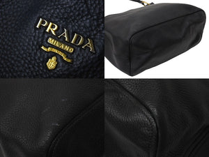 PRADA プラダ ワンショルダーバッグ トートバッグ ハンドバッグ ロゴ レザー ブラック ゴールド金具 美品 中古 4c070125 