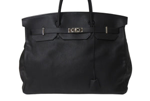 極美品 激レア HERMES エルメス ハンドバッグ バーキン50 トゴ □K刻印 ブラック シルバー金具 中古 4c070127