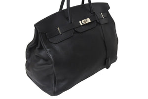 極美品 激レア HERMES エルメス ハンドバッグ バーキン50 トゴ □K刻印 ブラック シルバー金具 中古 4c070127
