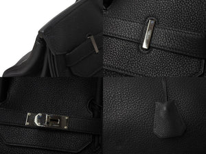 極美品 激レア HERMES エルメス ハンドバッグ バーキン50 トゴ □K刻印 ブラック シルバー金具 中古 4c070127