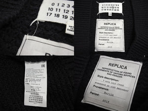 MAISON MARGIELA メゾンマルジェラ ルーズ ゲージ ニット ルーマニア製 ウール ポリアミド ブラック サイズM 美品 中古 4c070130