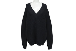 MAISON MARGIELA メゾンマルジェラ ルーズ ゲージ ニット ルーマニア製 ウール ポリアミド ブラック サイズM 美品 中古 4c070130