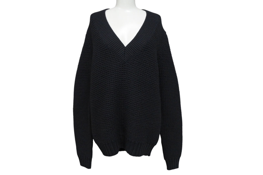 MAISON MARGIELA メゾンマルジェラ ルーズ ゲージ ニット ルーマニア製 ウール ポリアミド ブラック サイズM 美品 中古 4c070130