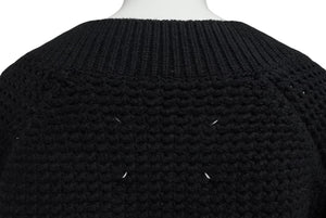 MAISON MARGIELA メゾンマルジェラ ルーズ ゲージ ニット ルーマニア製 ウール ポリアミド ブラック サイズM 美品 中古 4c070130