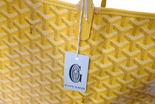 Load image into Gallery viewer, 新品未使用 GOYARD ゴヤール サンルイPM トートバッグ AMALOUISPM08 PVC レザー イエロー ヘリンボーン 中古 4c070133