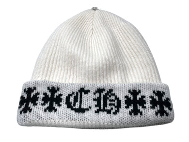 新品未使用 CHROME HEARTS クロムハーツ ビーニー ニットキャップ BIG DADDY ビッグ ダディ カシミア ホワイト ワンサイズ 中古 4c070136