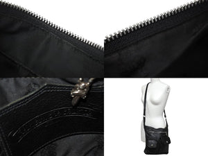 CHROME HEARTS クロムハーツ Fスリンガー ショルダーバッグ 1994/.925刻印 ダガージップ ブラック レザー シルバー925 美品 中古 4c070139