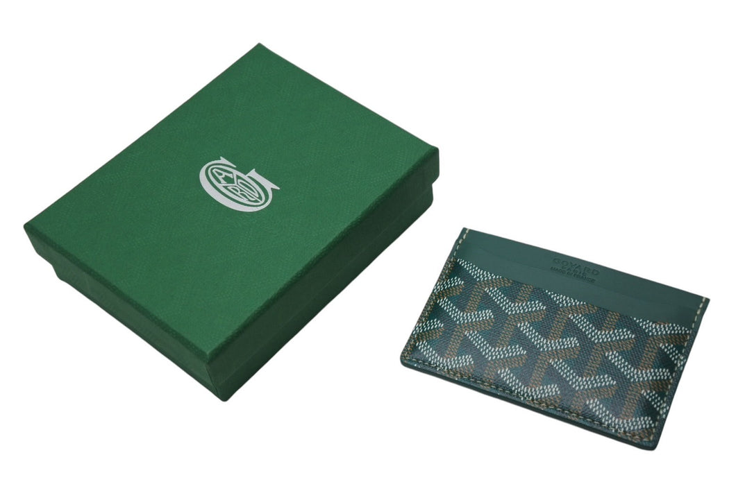 新品未使用 GOYARD ゴヤール サンシュルピス カードケース STSULPPMLTY08CL08X PVC レザー グリーン ヘリンボーン 中古 4c070144