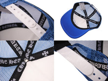 Load image into Gallery viewer, 新品未使用 CHROME HEARTS クロムハーツ トラッカーキャップ CHクロスパッチ ONE SIZE メッシュ ブルー ホワイト シルバー925 中古 4c070147