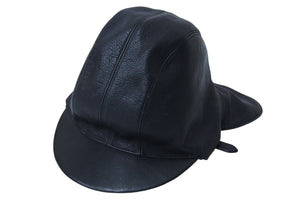 CHROME HEARTS クロムハーツ JOE DERTAY レザーフライトキャップ 1995/sterling刻印 ブラック シルバー925 美品 中古 4c070149