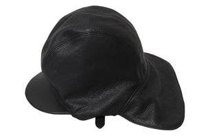 CHROME HEARTS クロムハーツ JOE DERTAY レザーフライトキャップ 1995/sterling刻印 ブラック シルバー925 美品 中古 4c070149