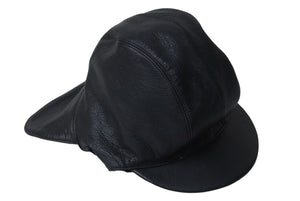 CHROME HEARTS クロムハーツ JOE DERTAY レザーフライトキャップ 1995/sterling刻印 ブラック シルバー925 美品 中古 4c070149