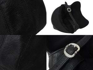 CHROME HEARTS クロムハーツ JOE DERTAY レザーフライトキャップ 1995/sterling刻印 ブラック シルバー925 美品 中古 4c070149