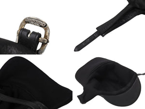 CHROME HEARTS クロムハーツ JOE DERTAY レザーフライトキャップ 1995/sterling刻印 ブラック シルバー925 美品 中古 4c070149