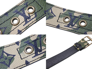 新品同様 LOUIS VUITTON ルイヴィトン ベルト サンチュール モノグラモフラージュ 村上隆 サイズ95 M9646U ゴールド金具 中古 4c070156