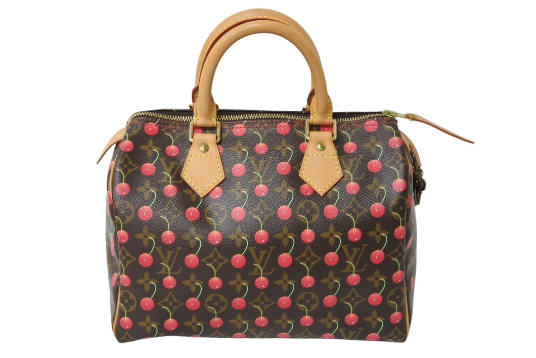 極美品 LOUISVUITTON ルイヴィトン スピーディ25 ハンドバッグ M95009 村上隆 モノグラムチェリー ブラウン 中古 4c070161