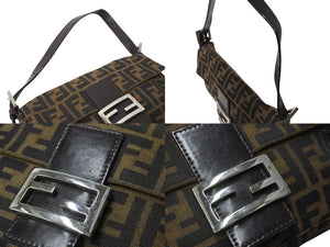 FENDI フェンディ マンマバケット ワンショルダーバッグ 26424 ズッカ柄 コットンキャンバス レザー シルバー金具 美品 中古 4c070166 