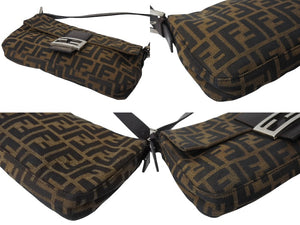 FENDI フェンディ マンマバケット ワンショルダーバッグ 26424 ズッカ柄 コットンキャンバス レザー シルバー金具 美品 中古 4c070166 