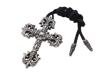 CHROME HEARTS クロムハーツ ラージフィリグリークロス Wレザーブレイド ネックレス 重量約183.1g 全長約89cm シルバー925 美品 中古 4c070167