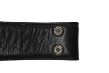 Load image into Gallery viewer, CHROME HEARTS クロムハーツ 1.5inch スクロールレーベルリベッツ ベルト ストラップ サイズ34 ブラック レザー シルバー925 良品 中古 4c070169