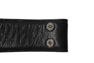 CHROME HEARTS クロムハーツ 1.5inch スクロールレーベルリベッツ ベルト ストラップ サイズ34 ブラック レザー シルバー925 良品 中古 4c070169