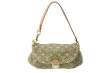 Load image into Gallery viewer, LOUIS VUITTON ルイヴィトン ミニ プリーティ ワンショルダーバッグ M95217 モノグラム デニム カーキ 美品 中古 4c070171