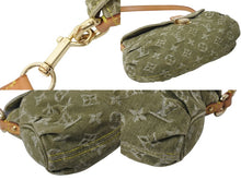 Load image into Gallery viewer, LOUIS VUITTON ルイヴィトン ミニ プリーティ ワンショルダーバッグ M95217 モノグラム デニム カーキ 美品 中古 4c070171